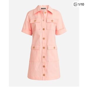 J. Crew NWT❗️Gamine Stretch Twill Light Pink Utility Shirt Dress